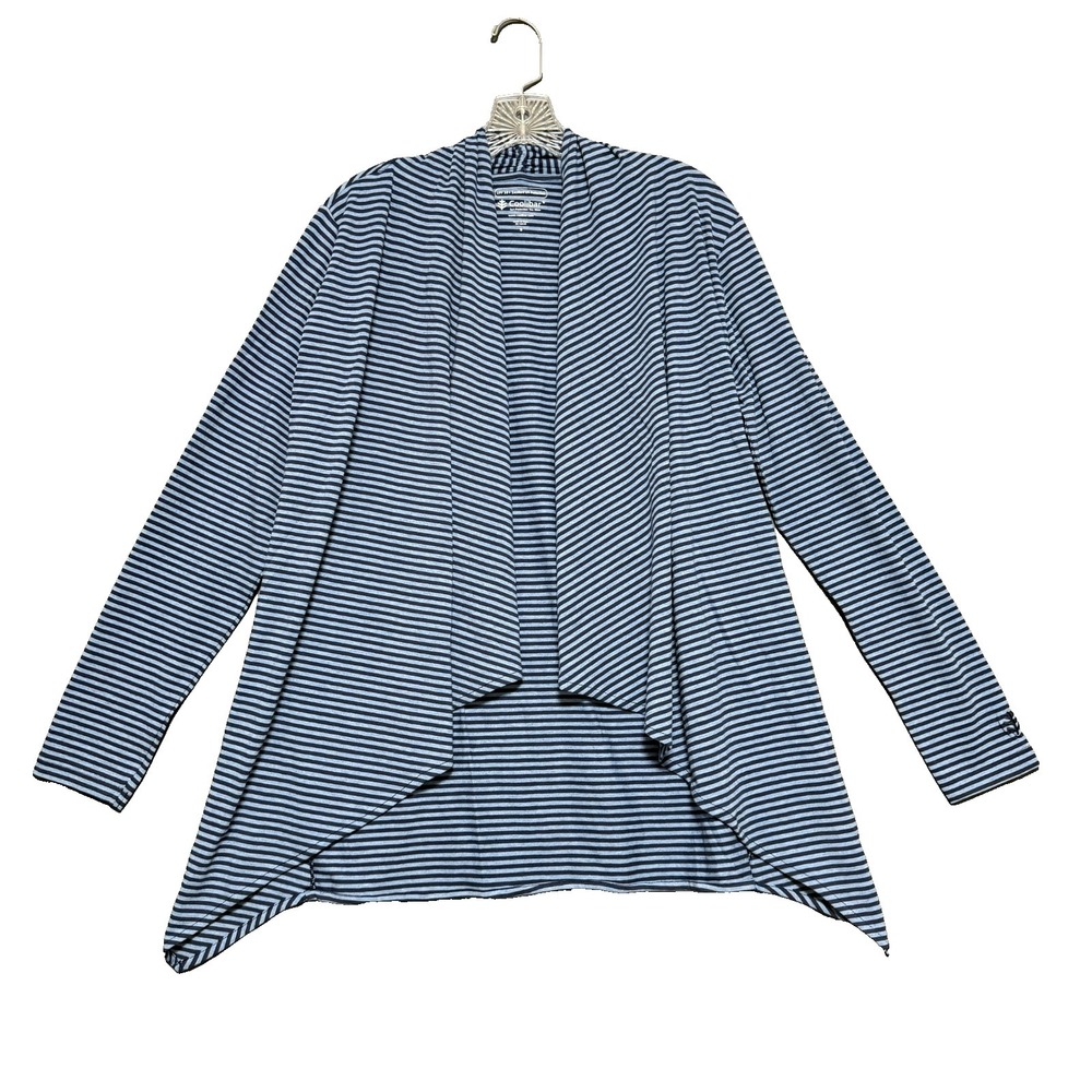 Coolibar Draped Cardigan Womens S Blue Striped UPF 50+ Sun Protection Nautical